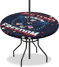 American Eagle Outdoor Round Tablecloth Waterproof Fitted Patio Table Cover with Zipper and Umbrella Hole Elastic Edge Wipeable Table Cloth for Garden Deck Fits 45-56 Inch Tables