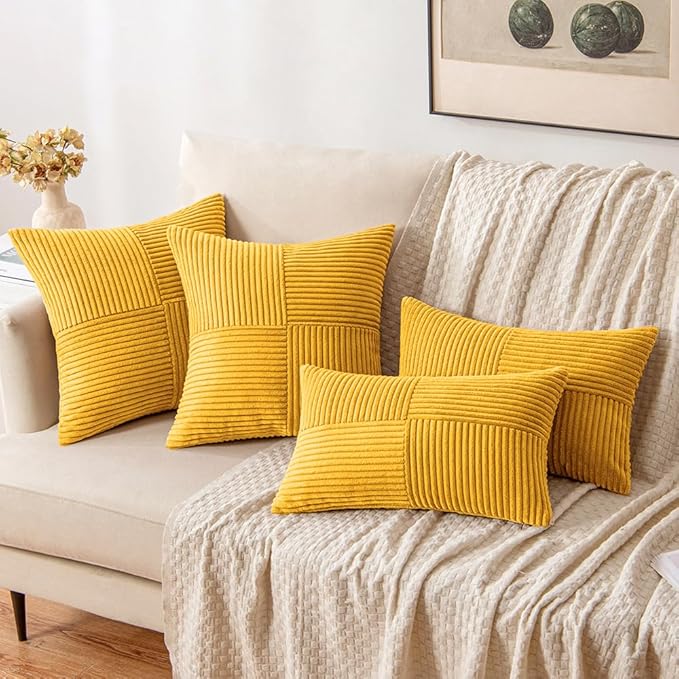 MIULEE Mustard Yellow Decorative Lumbar Throw Pillow Covers 12x20 Inch - Image 4