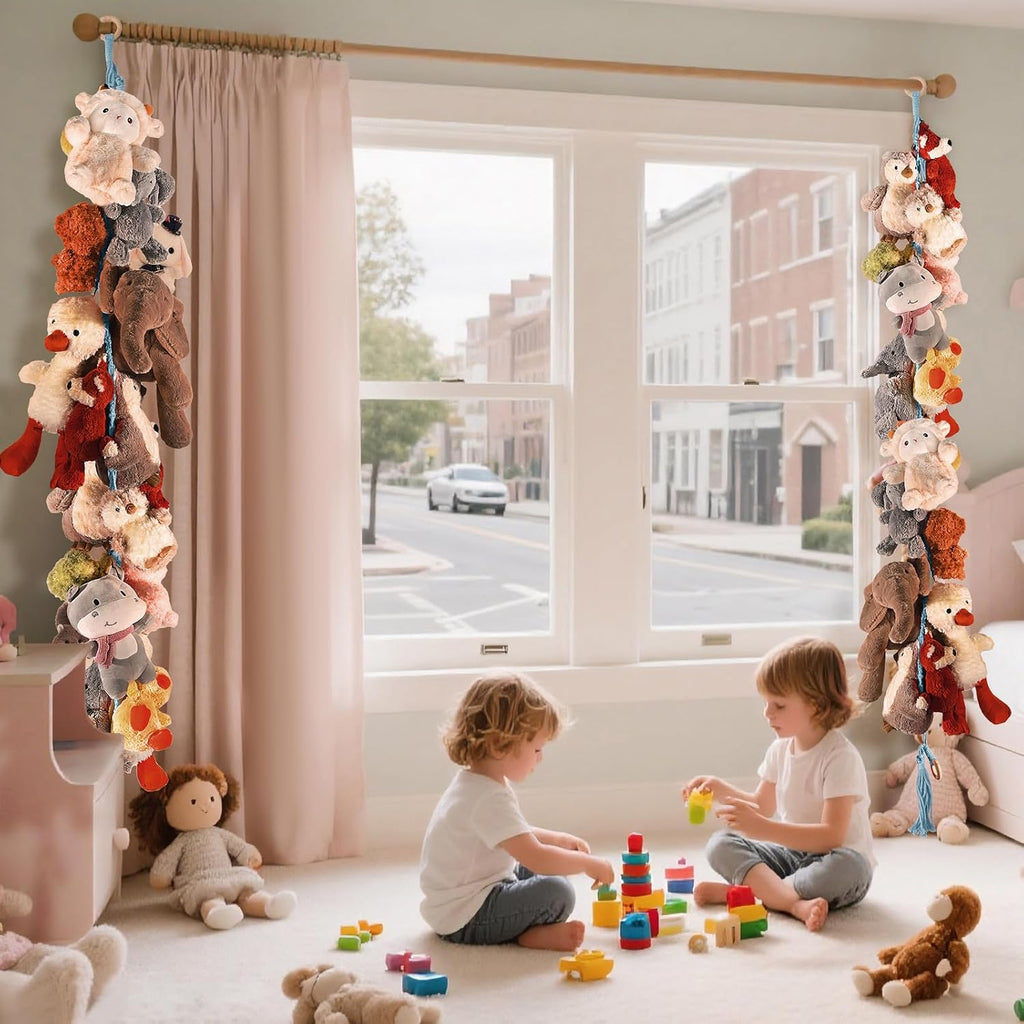 CERETIA 80" Stuffed Animal Organizer Chain, Corner Storage,Baby Blue,2pc