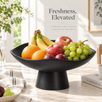 Resin Pedestal Bowl, Wavy Decorative Bowl for Table Decor, Black