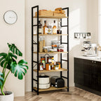 NUMENN 5 Tier Bookshelf, Tall Freestanding Open Storage Bookcase, Natural