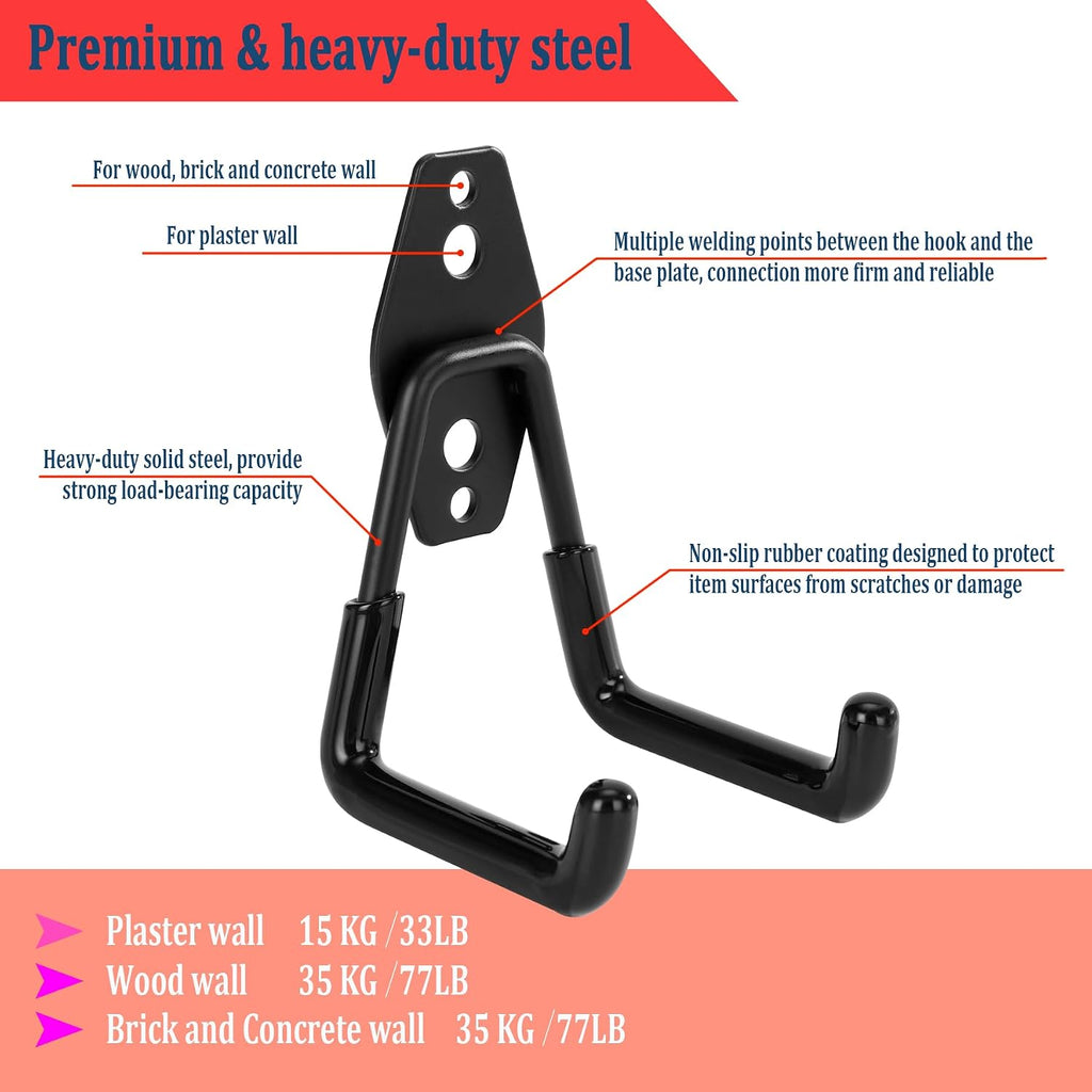 8 Pack Garage Hooks Heavy Duty, Garage Tool Organizer Wall Mount