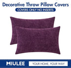 MIULEE Pack of 2 Couch Throw Pillow Covers 12x20 Inch Soft Plum Purple Chenille - Image 6