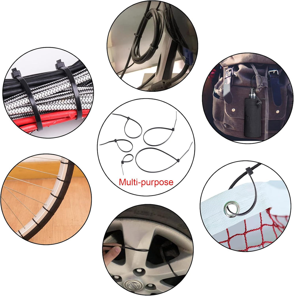 DTOL Cable Ties Assorted Sizes 4+6+8+10+12 Inch Zipties Heavy Duty Plastic Wire Ties UV Resistant Zip Ties Assortment Small Zip Tie Wraps Cord Management for Home, Office, Gardening, 700 Pack Black