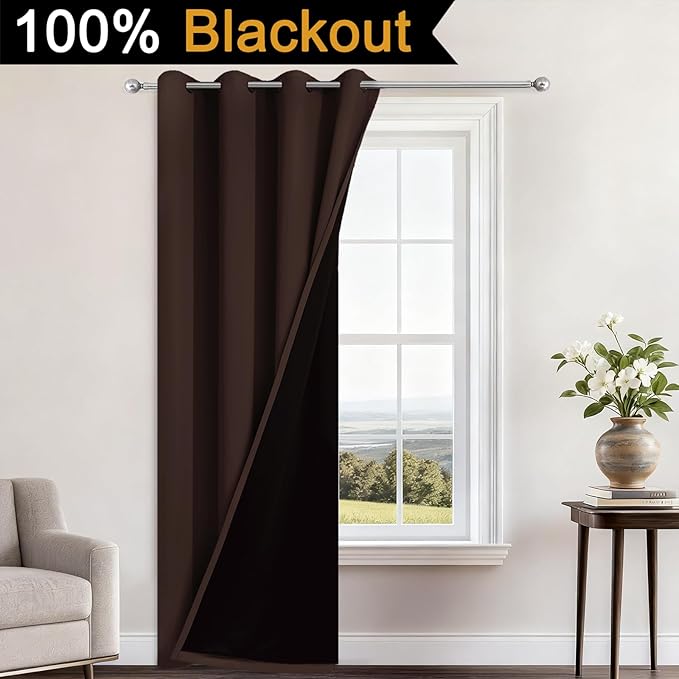 Yakamok 100% Blackout Curtains 84 Inches Long, 2 Thick Layers Heat and Full - Image 2