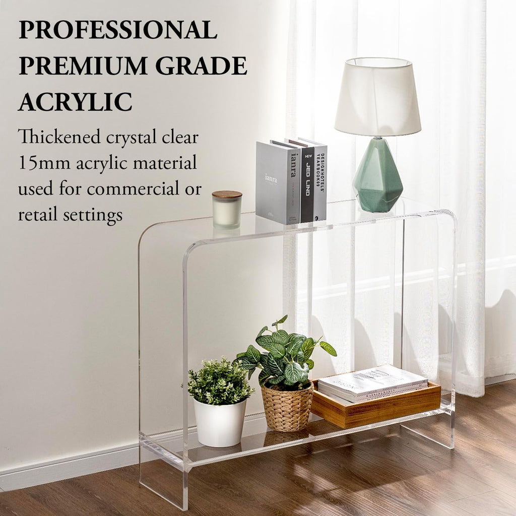 MyGift Clear Acrylic Console Table with Shelf, 2 Tier Entryway Table