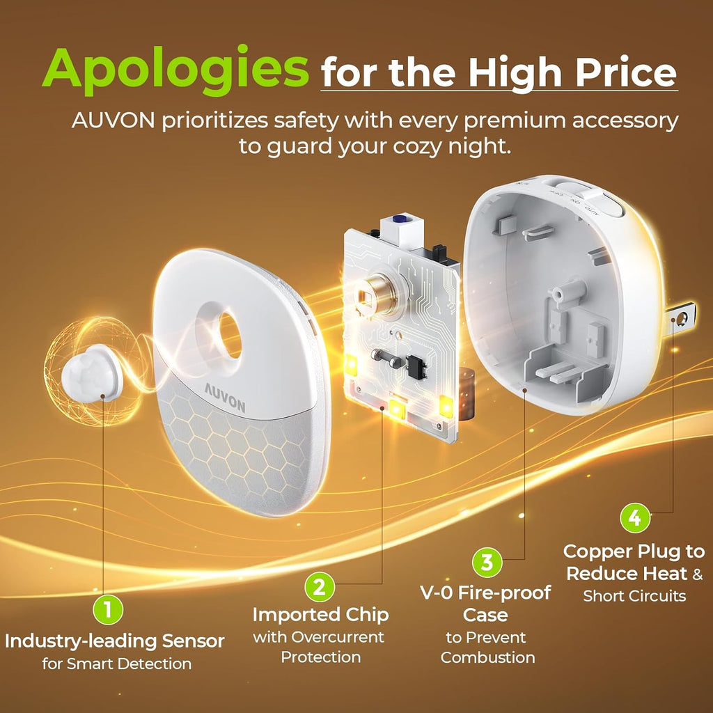 AUVON Plug-in Night Light, Motion Sensor and Dusk to Dawn Sensor, 4 Packs