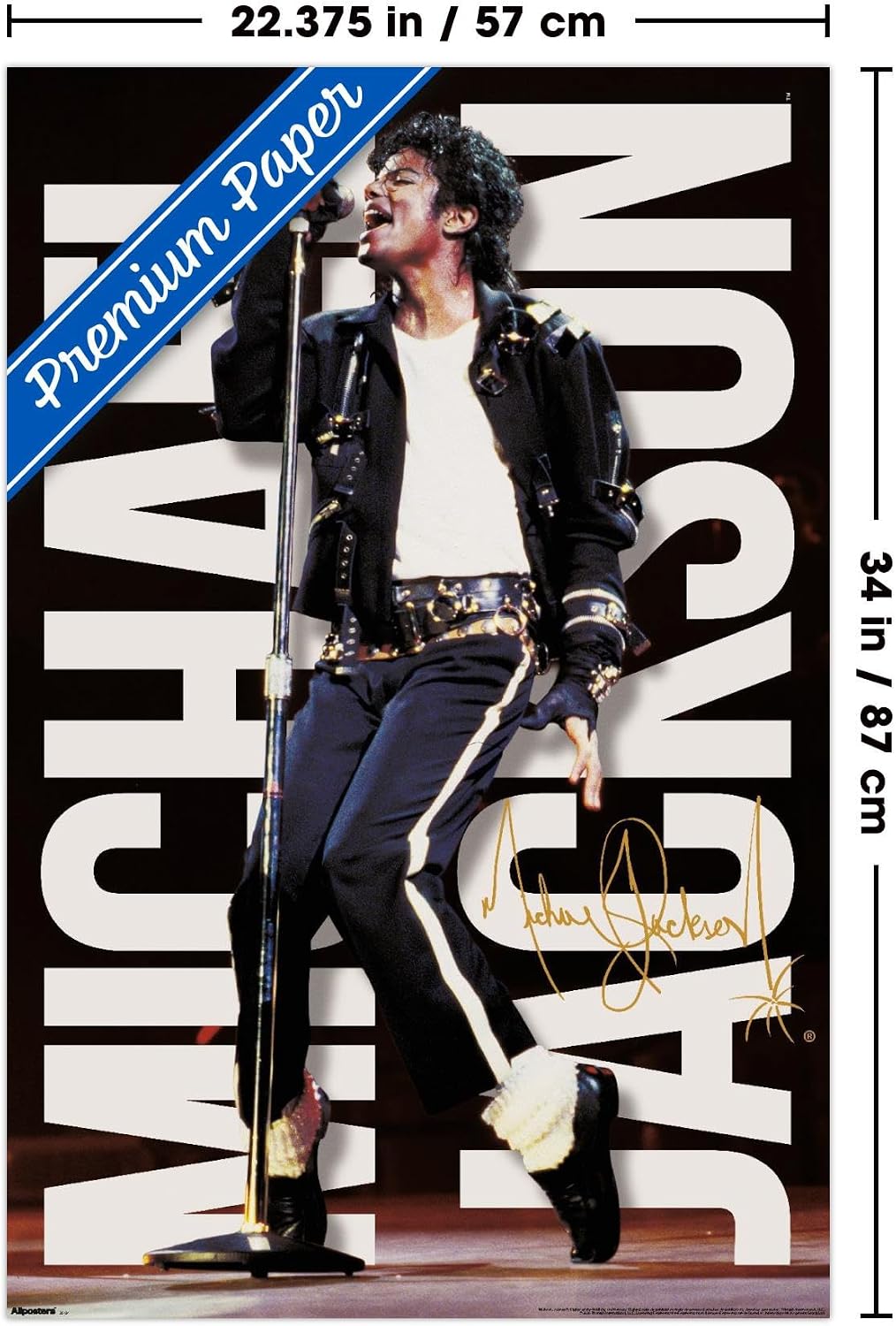 Michael Jackson - Performance Mic Wall Poster, 34L" x 22.4W", Premium Unframed Version