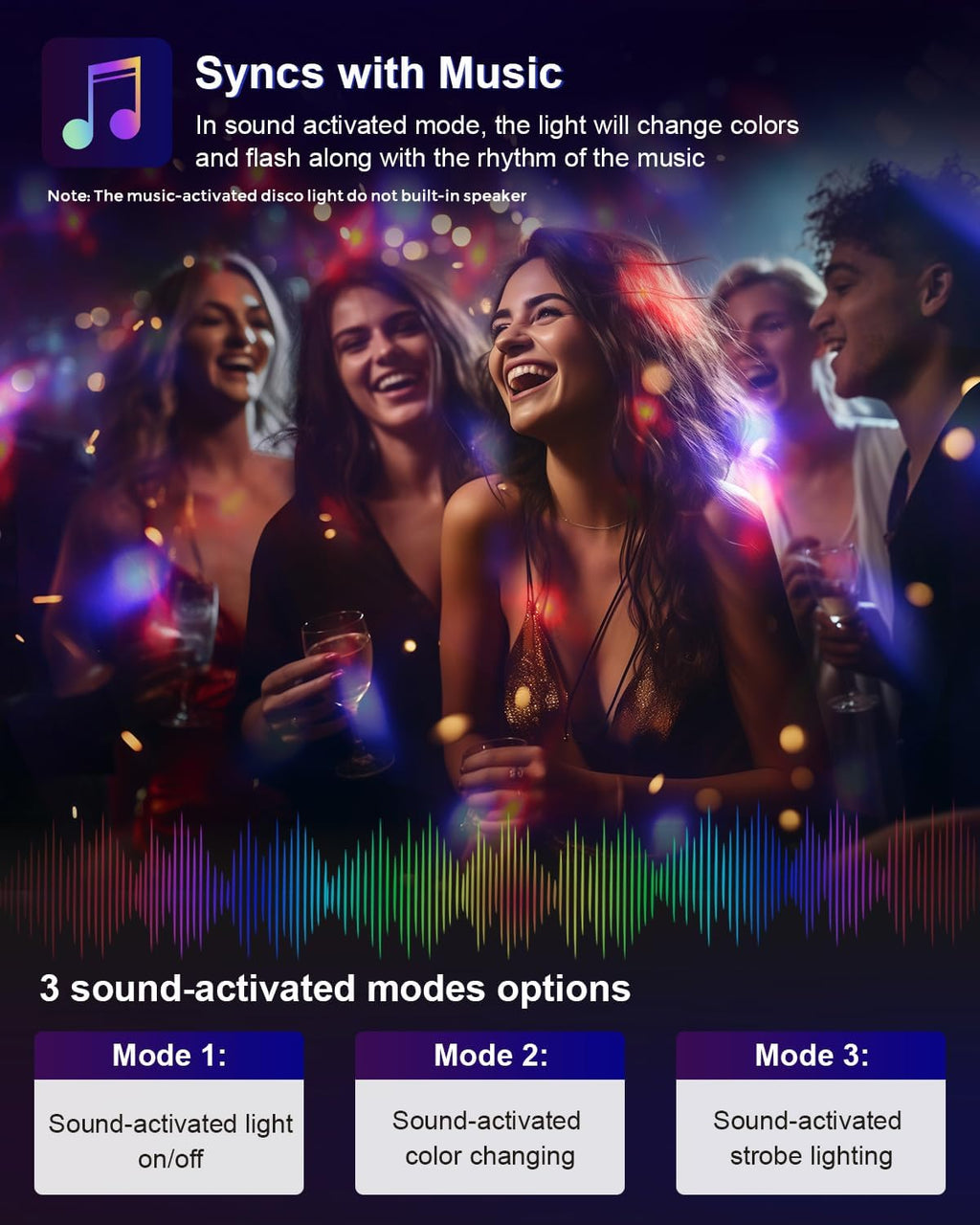 Luditek 2-Pack Sound Activated Party Lights with Remote, Disco Ball Strobe