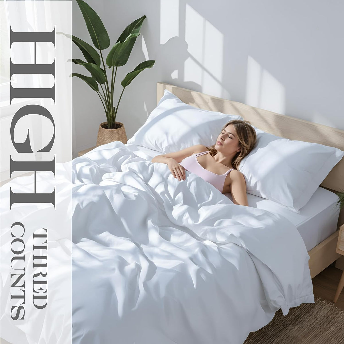Full Sheets Set - 100% Egyptian Cotton 1000 Series Natural White Sheet