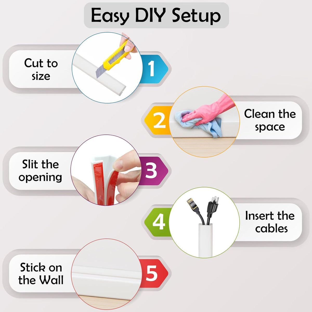 TV Cord Hider – Flexible Wall Cord Cover Slim Design Silicone Cable Raceway - Self Adhesive, Cut to Size Design for Hiding Wires on Wall - Clean Home Setup Cable Concealment (White 3 Feet)