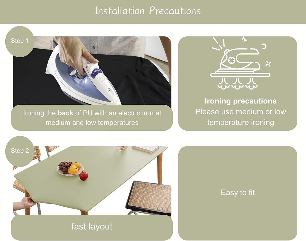 PU Stretch Fitted Rectangle Tablecloth with Elastic Edge 31 x 55 Inch Waterproof Oil Proof Table Cloth Wipeable Table Cover for Indoor Outdoor Furniture Protect (Green,31"x55")