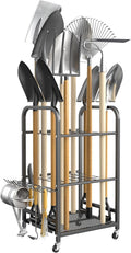 TORACK Garden Tool Organizer Stand with Wheels, Rakes Shovels Tools Stand