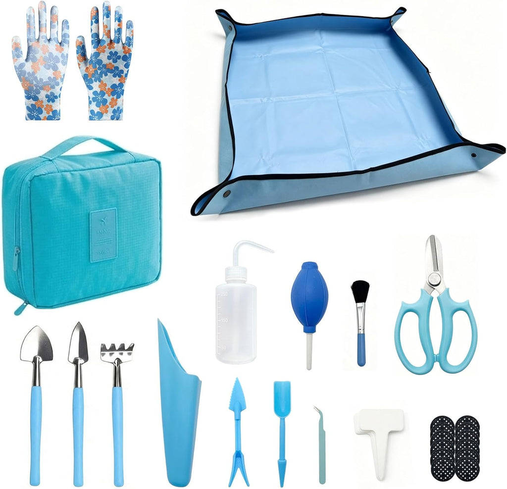 34 Pcs Succulent Tools Set for Plant Care, Mini Gardening Tools for Indoor Plants, Repotting & Pruning, Ideal for Beginners & Women Pink