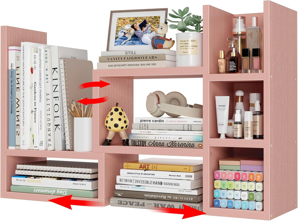 NUTIKAS Desk Shelves Desktop Organizer Shelf - White Office Organization for Top of Desk Organizers and Accessories Corner Bookshelf Table Top Shelving Small Hutch Decorations for Women Office