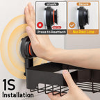 Corner Shower Caddy Suction Cup, Black Shower Organizer With Hooks