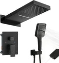 Waterfall Rainfall Shower Faucet Set, Matte Black