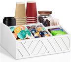 ugiftt Coffee Station Organizer for Counter, Wood Pods Holder Storage Basket, Tea Condiment Storage Organizer, Rustic Coffee Bar Decor for Accessories Organizer