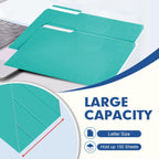 PANDRI Colored File Folders, 120 Pack 1/3 Cut Tab File Folder, Aqua