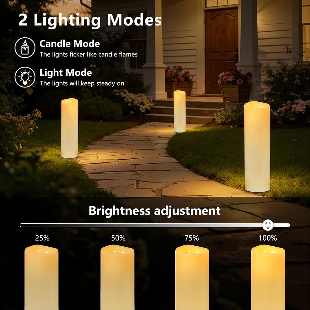 14" x 4" Large Outdoor Waterproof Candles with Timer Remote, 4 Pack