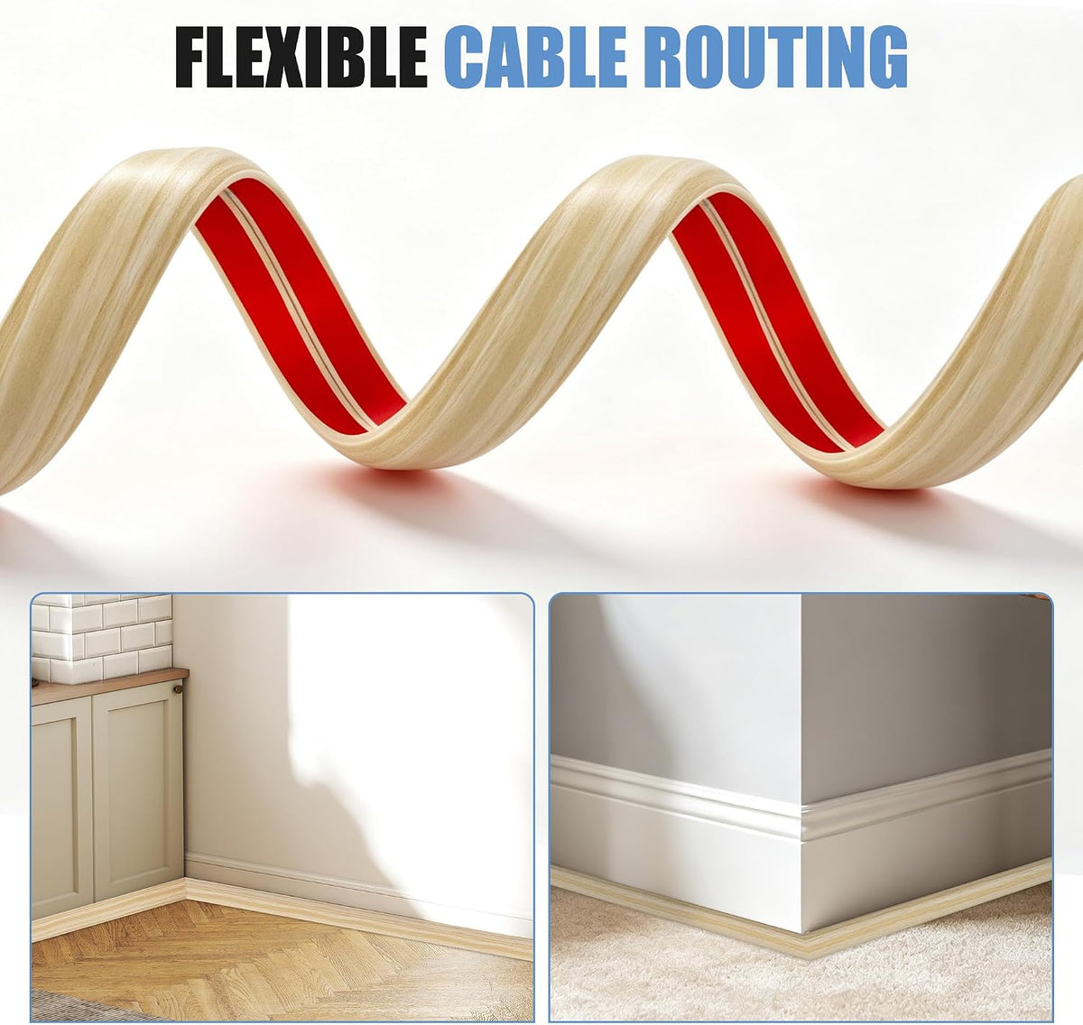 Floor Cord Covers for Wires 10FT Cable Hider Wire Cover Self Adhesive Cord Hider Floor for Offices, Homes, Workshops, Warehouses Cable Cavity 0.39" W x 0.27" H