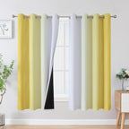 Estelar Textiler Yellow and Greyish White Ombre Blackout Curtains by ESTELARTEXTILER