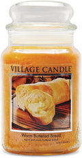 Village Candle Warm Buttered Bread Large Glass Apothecary Jar, Scented Candle, 21.25 oz., Brown