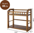 MyGift 2-Tier Solid Pine Wood CD Storage Rack – Dark Burnt Finish Desktop Organizer for 48 CDs, Rustic Space-Saving Media Display Shelf for Home and Office