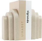 LIN CHUAN Heavy Duty Bookends for Shelves, Set of 2, Sandstone Beige