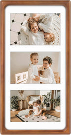 Golden State Art 4x6 Collage Picture Frame,Solid Wood & Real Glass,3 Photos