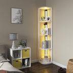 VTRIN Corner Shelf with Light, Floor Lamps with Shelves for Living Room, Small Space, Modern Home Decor Stand Sturdy 5-Tier Corner Bookshelf Cabinet Display Shelf for Collectibles, White