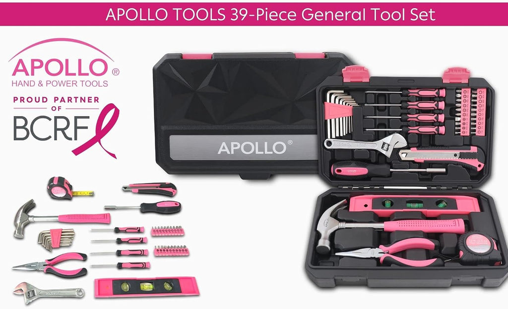 Apollo Tools 39 Piece General Household Tool Set, Pink DT9711P