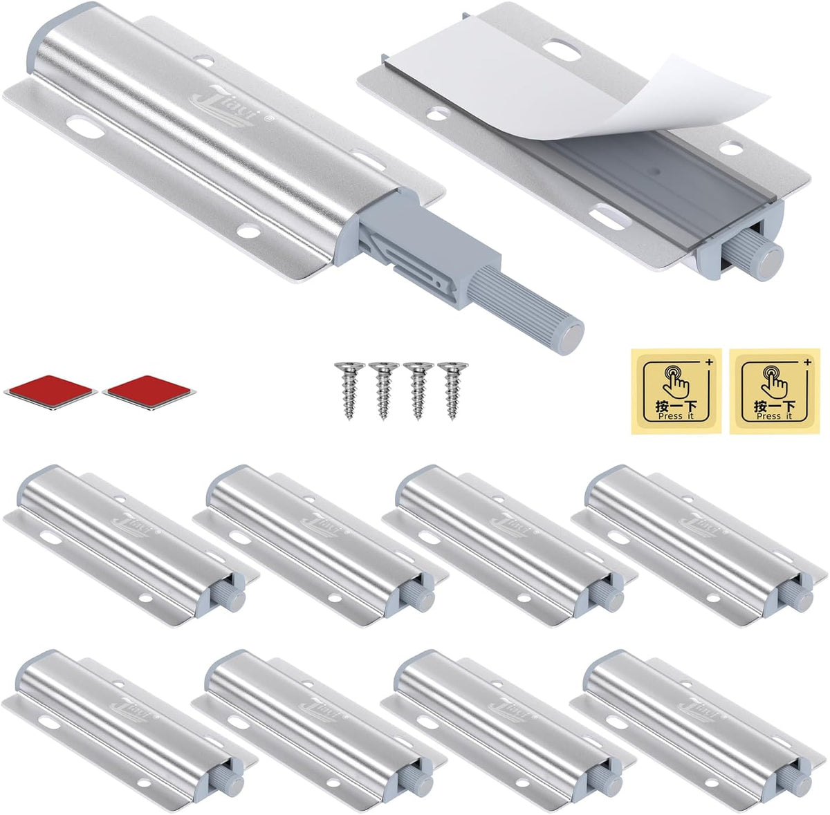 Push to Open Cabinet Latches Hardware Magnetic Push Latch Jiayi 10 Pack Door Latch Heavy Duty Touch Latches Kitchen Door Push Release Latch for Drawer Closure Push Catch Press Out Catches