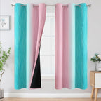 Estelar Textiler Teal and Pink Ombre Blackout Curtains by ESTELARTEXTILER