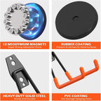 4Pcs Large Magnetic Hooks Heavy Duty Strong Magnet Hooks Heavy Duty Garage Storage Hook Utility Magnet Hooks for Garage Shelve Tool Cart Garden Tools Magnetic Hanger Holder Organization for Hanging