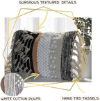 Decorative Boho-Chic Premium Pillow Cover 12x20 Handwoven Tufted Cotton Lumbar - Image 3