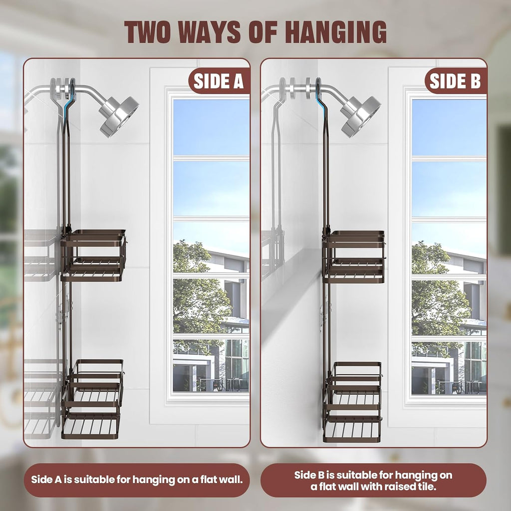 Adjustable Shower Caddy Hanging for Handheld Showerheads, Bronze