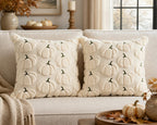 Fall Pillow Covers 18x18 Set of 2 Beige Pumpkin Decorations for Home