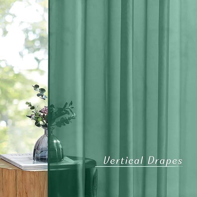 NICETOWN Green Sheer Curtains for Chirstmas Day, Grommet Voile Sheer Window - Image 6
