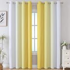 Estelar Textiler Yellow and Greyish White Gradient Blackout Curtains, Thermal - Image 2