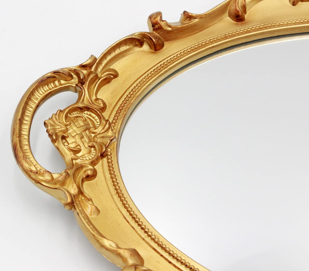 Eaoundm 14.5 x 10 inchs Smallest Oval Antique Mirror (Gold)