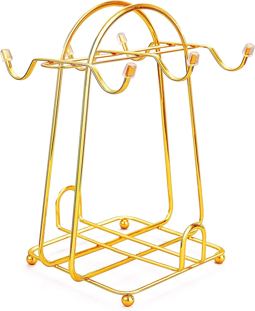 CHENP.HMC Coffee Mug Holder with Oval Drip Tray Vintage Lace Cutout Iron Coffee Cup Rack, Countertop Tea Cup Organizer Display Stand for Kitchen Coffee Bar Decor (Silver)