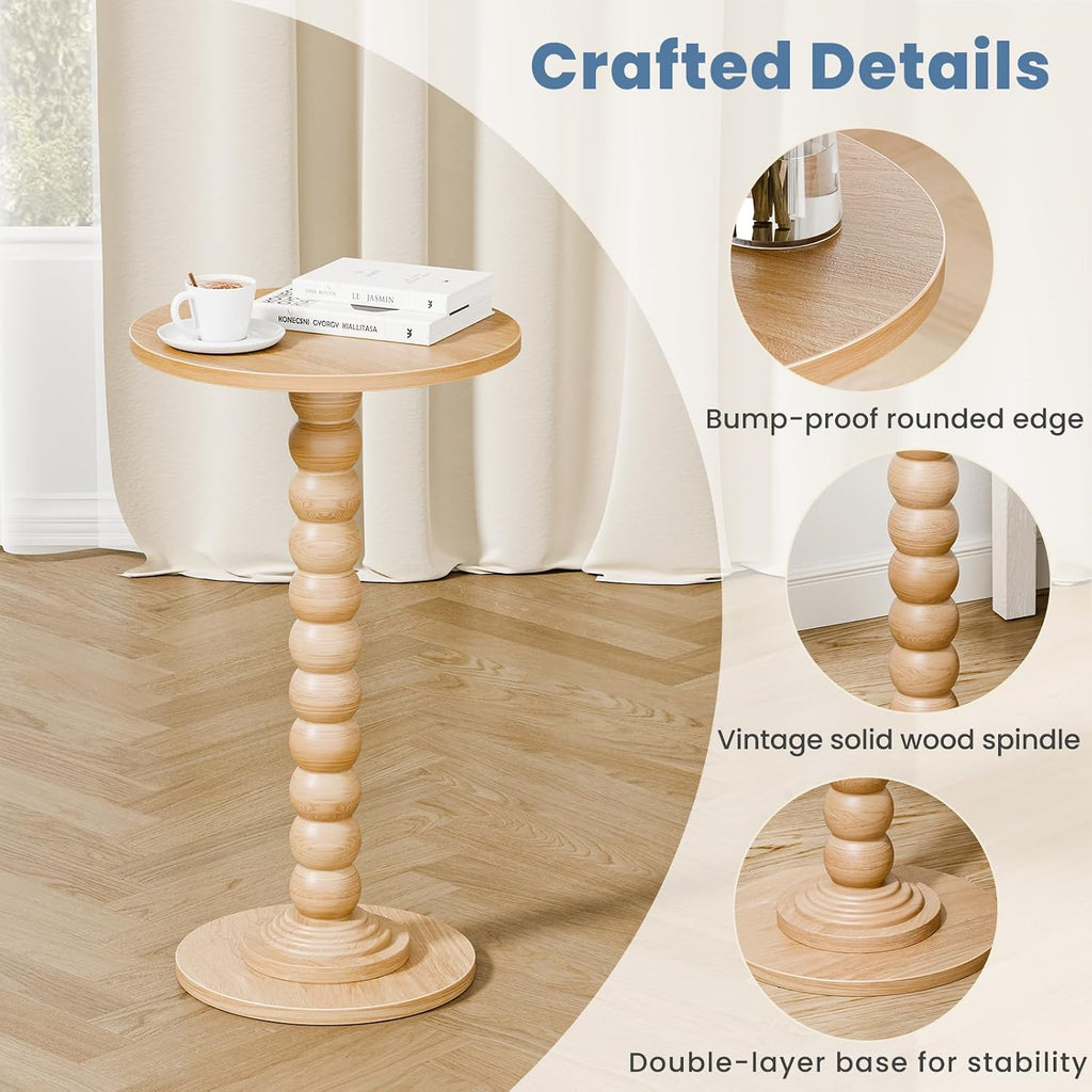 DUMOS Round Side Table, End Table, Nightstand for Bedroom Living Room