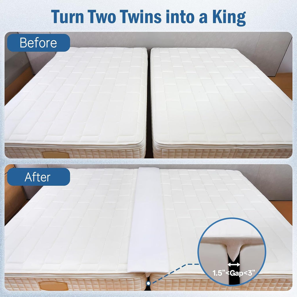 Vekkia 75” Split King Gap Filler for Adjustable Bed, Close Mattress Gap