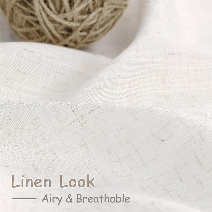Ivory White Linen Curtains 90 inch - Image 3