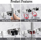 AceMining Broom Holder Wall Mount, 2 Racks 3 Hooks Heavy Duty Mop Organizer