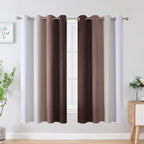 Estelar Textiler Brown and Greyish White Blackout Curtains 63 Inch Length 2 - Image 2