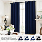 Yakamok Navy Blue 100% Blackout Curtains 96 Inches Long Thermal Insulated - Image 8