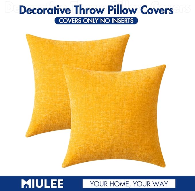 MIULEE Pack of 2 Couch Throw Pillow Covers 20x20 Inch Soft Goose Yellow - Image 6