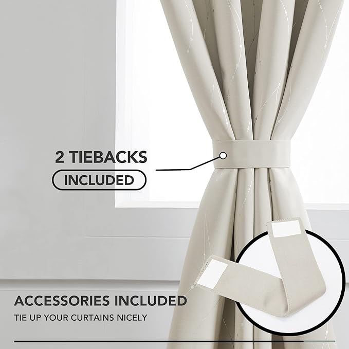 Deconovo Beige Curtains for Living Room, Light Darkening Soundproof Drapes - Image 4